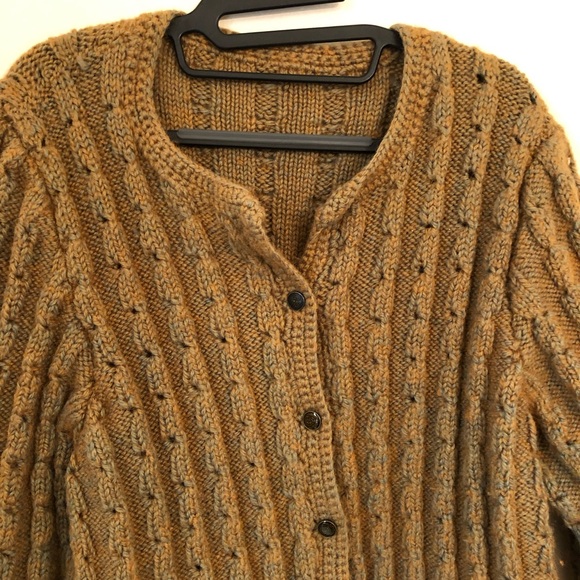 Thick Cable Knit Hand Made Cardigan Sweater M - Picture 2 of 6